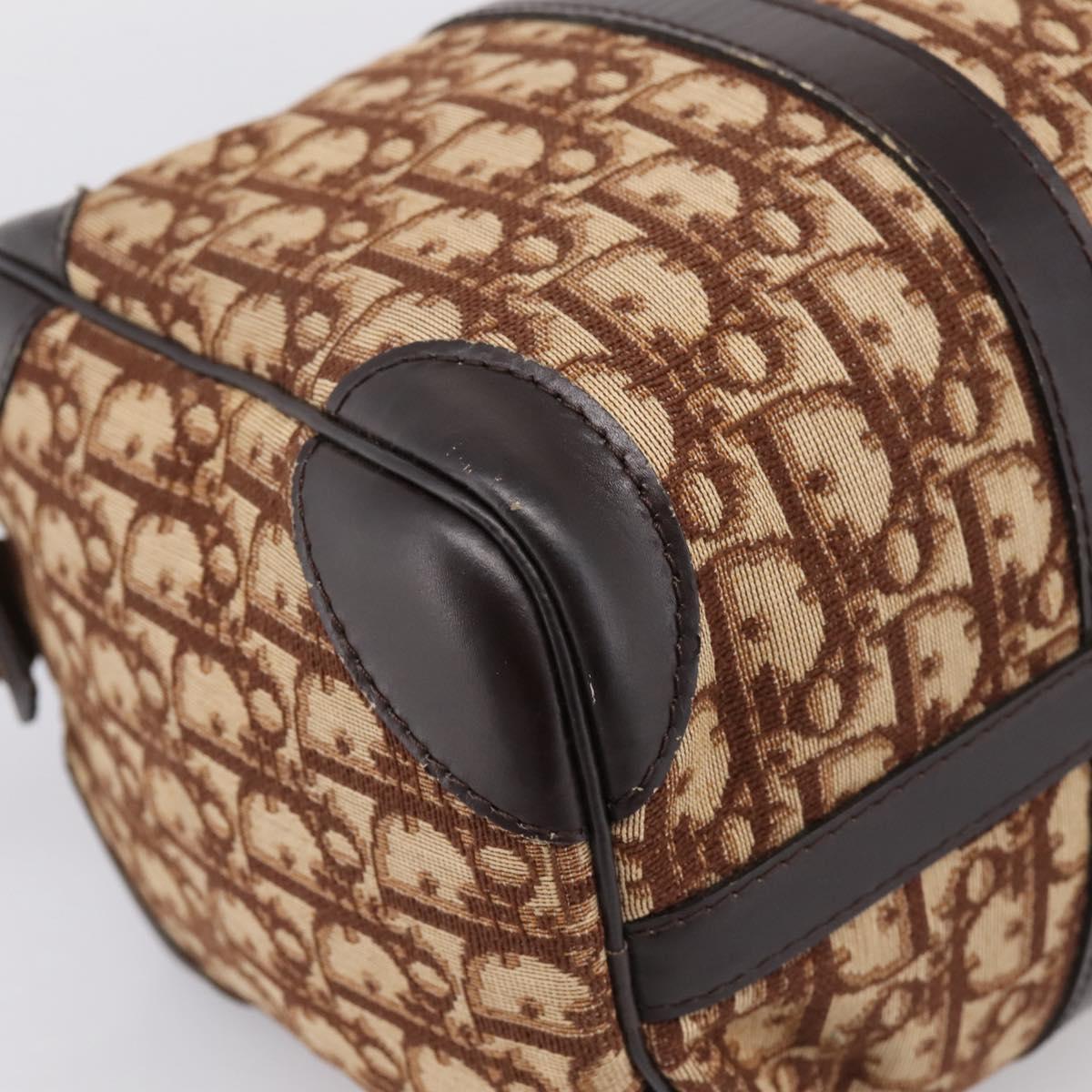 Christian Dior Trotter Canvas Hand Bag Brown Gold Auth bs36937
