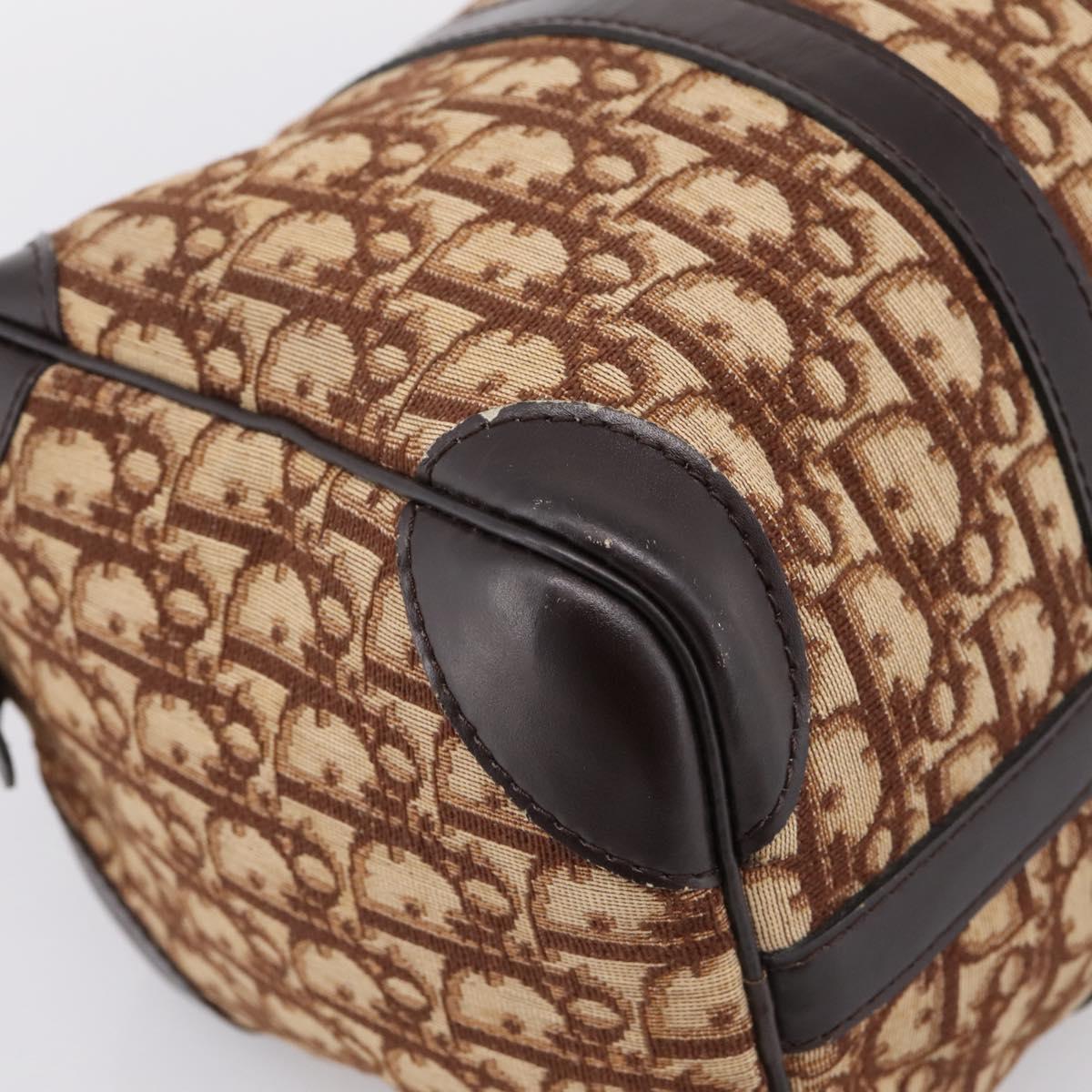 Christian Dior Trotter Canvas Hand Bag Brown Gold Auth bs36937