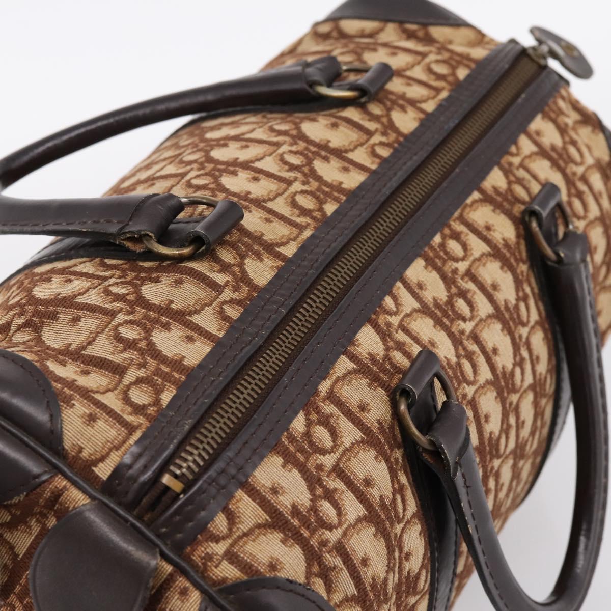 Christian Dior Trotter Canvas Hand Bag Brown Gold Auth bs36937