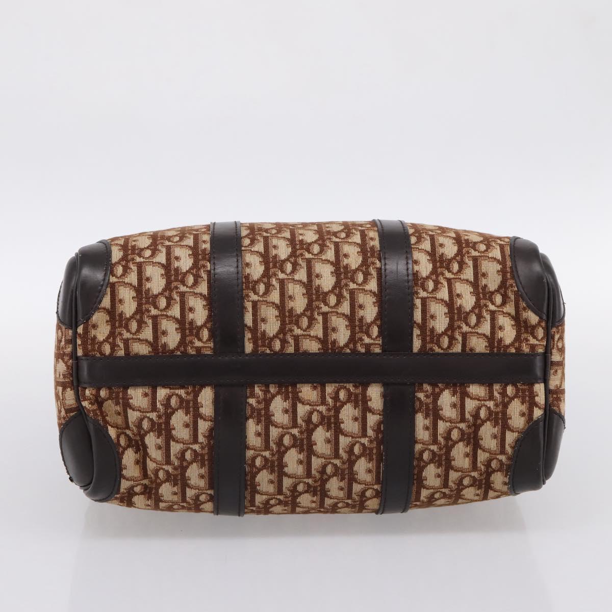 Christian Dior Trotter Canvas Hand Bag Brown Gold Auth bs36937