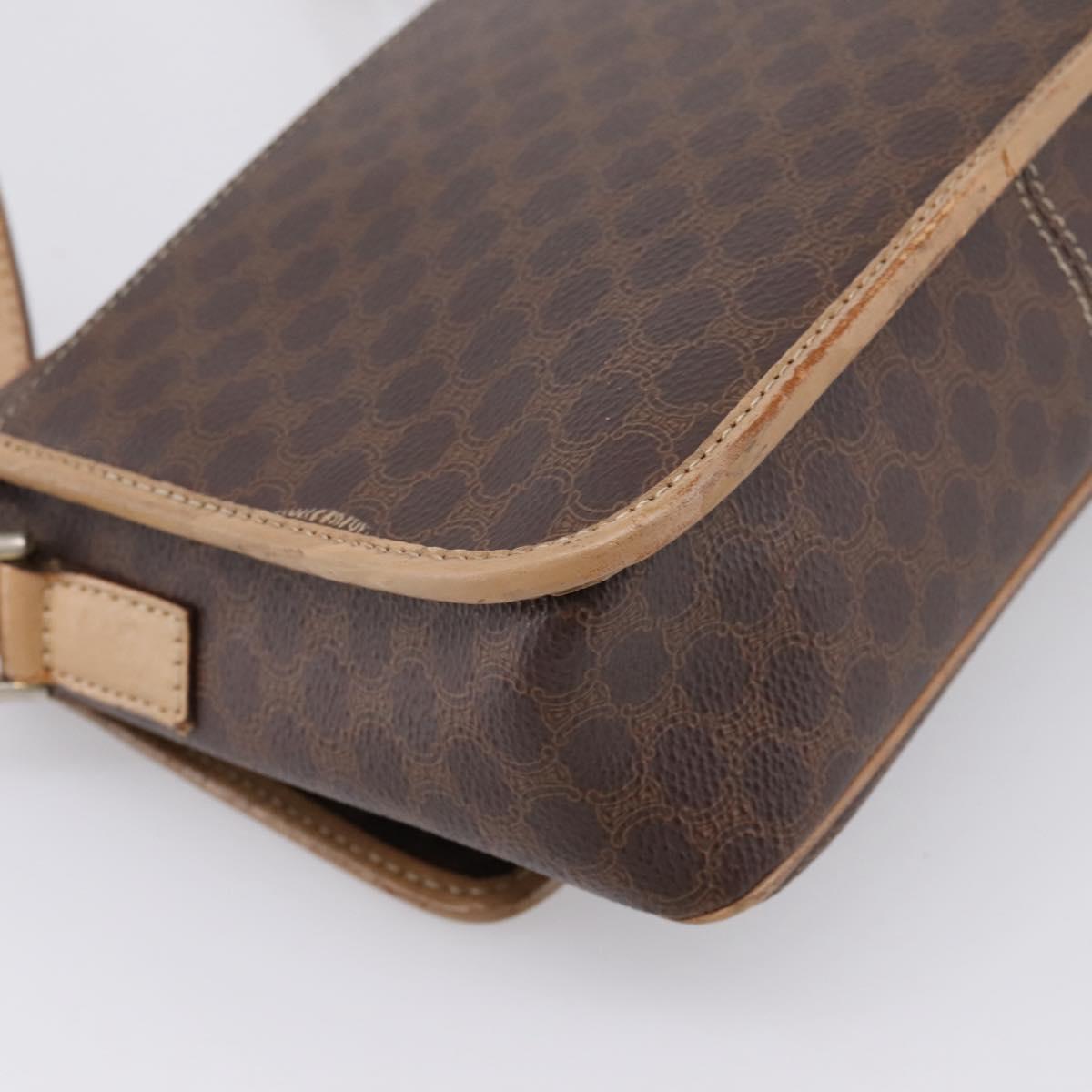 CELINE Macadam Canvas Shoulder Bag PVC Leather Brown Gold Auth bs36938