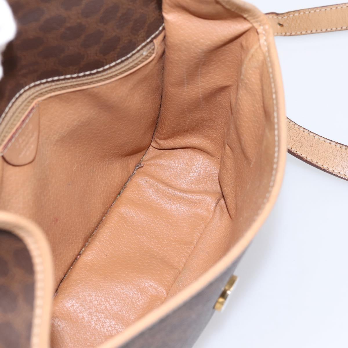 CELINE Macadam Canvas Shoulder Bag PVC Leather Brown Gold Auth bs36938