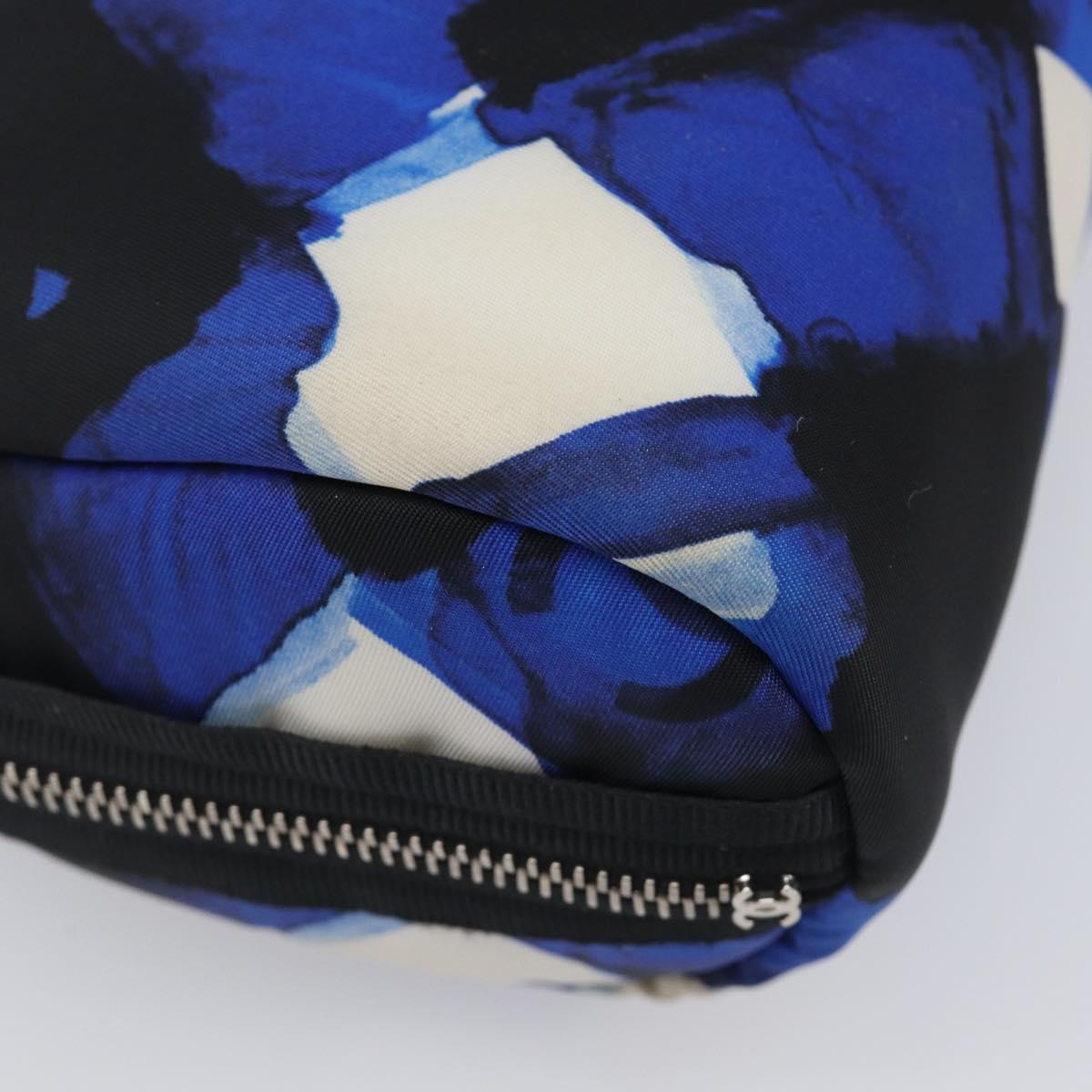 CHANEL Clutch Bag Nylon Blue Silver CC Auth bs36940V