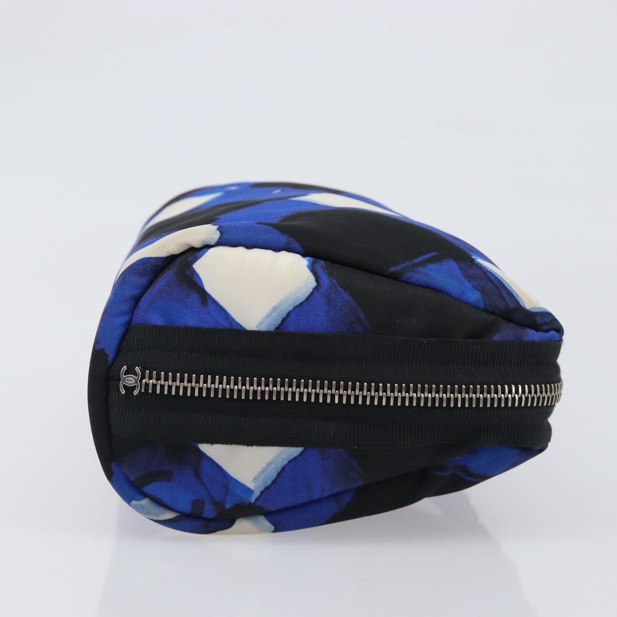CHANEL Clutch Bag Nylon Blue Silver CC Auth bs36940V