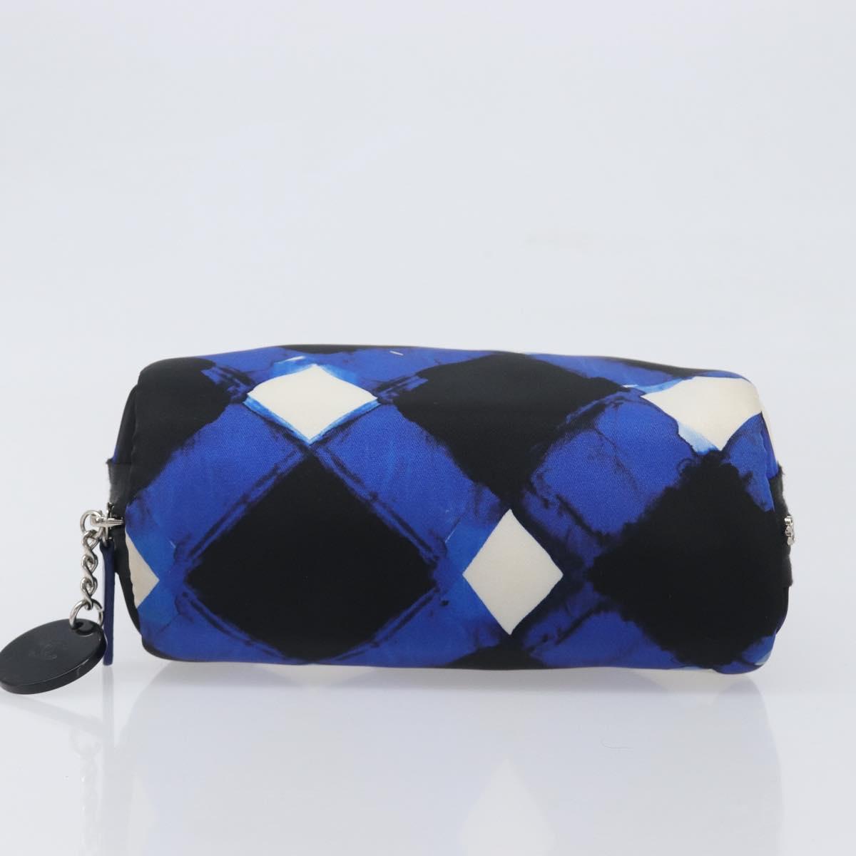 CHANEL Clutch Bag Nylon Blue Silver CC Auth bs36940V