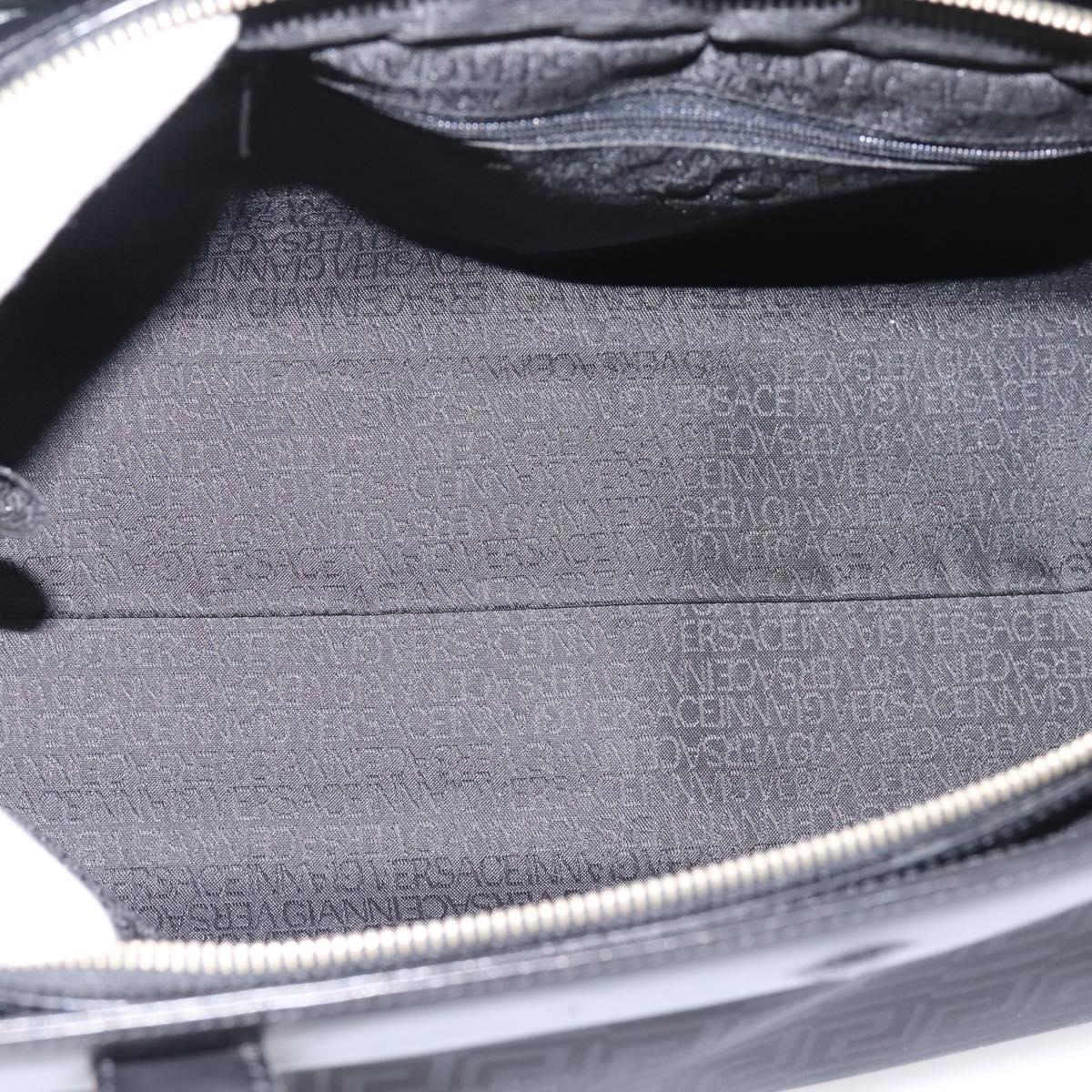 Gianni Versace Tote Bag Canvas Black Silver Auth bs36941