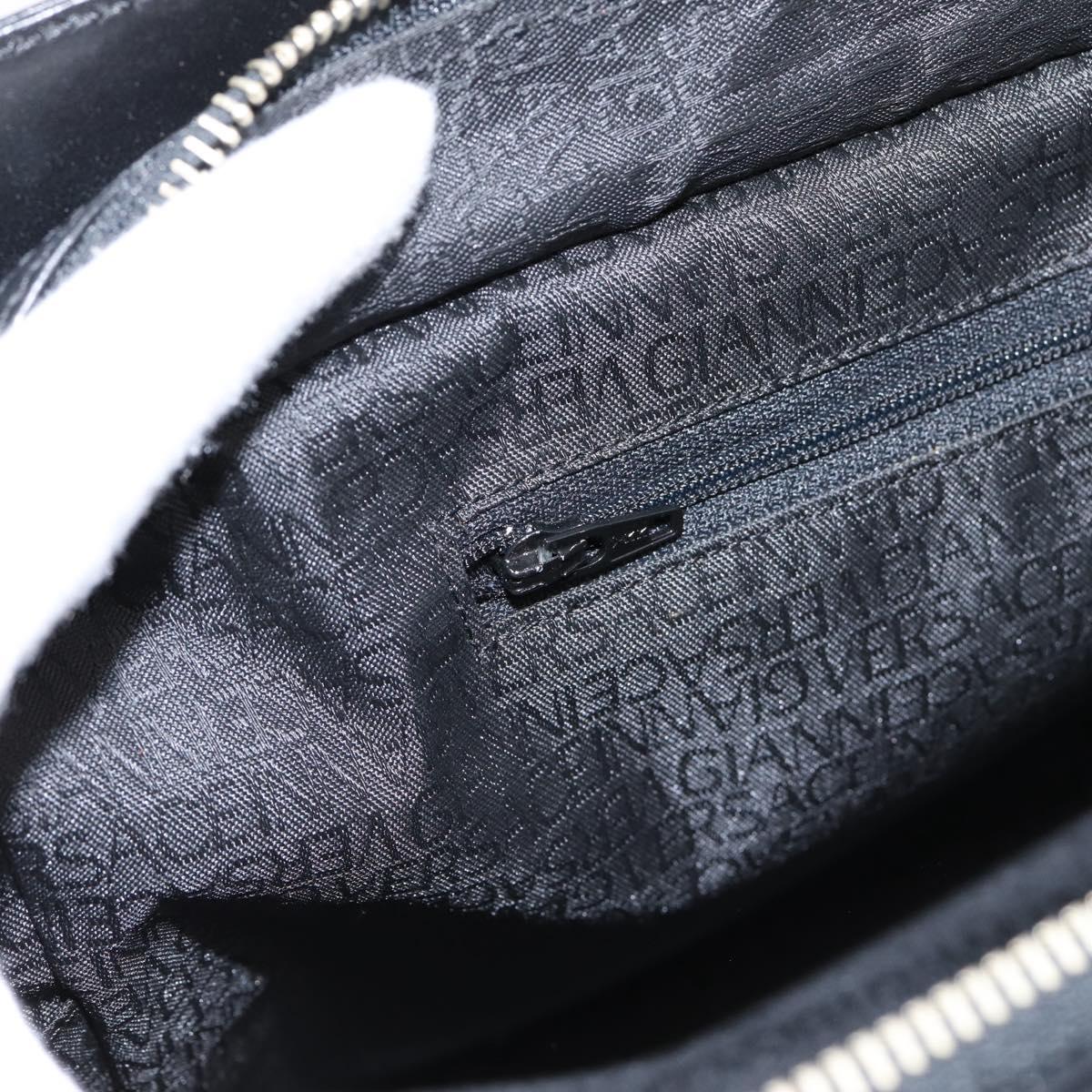 Gianni Versace Tote Bag Canvas Black Silver Auth bs36941