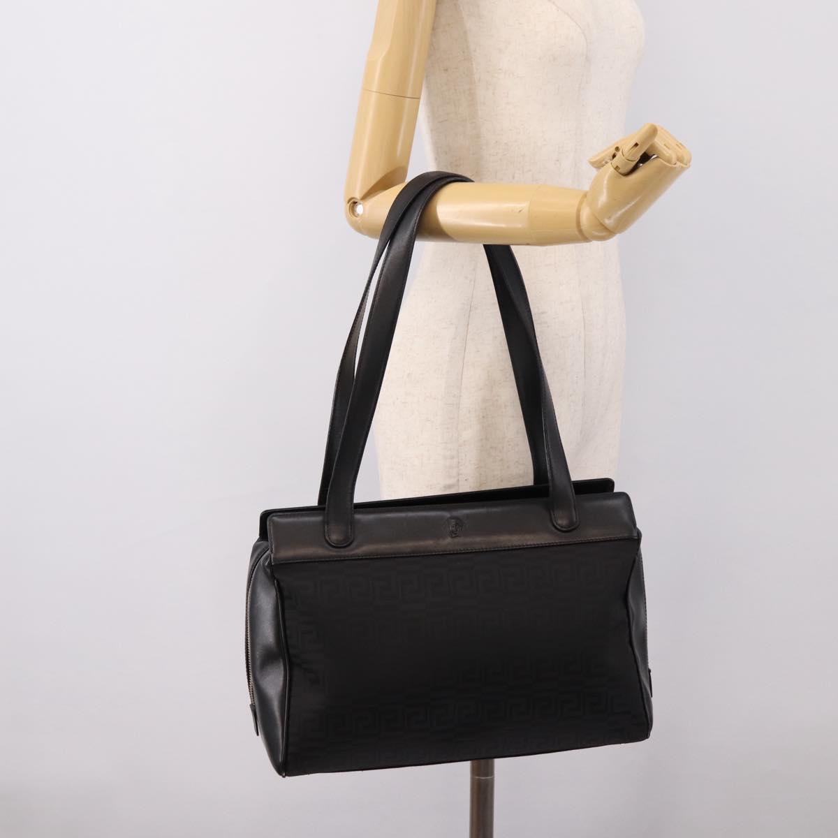 Gianni Versace Tote Bag Canvas Black Silver Auth bs36941