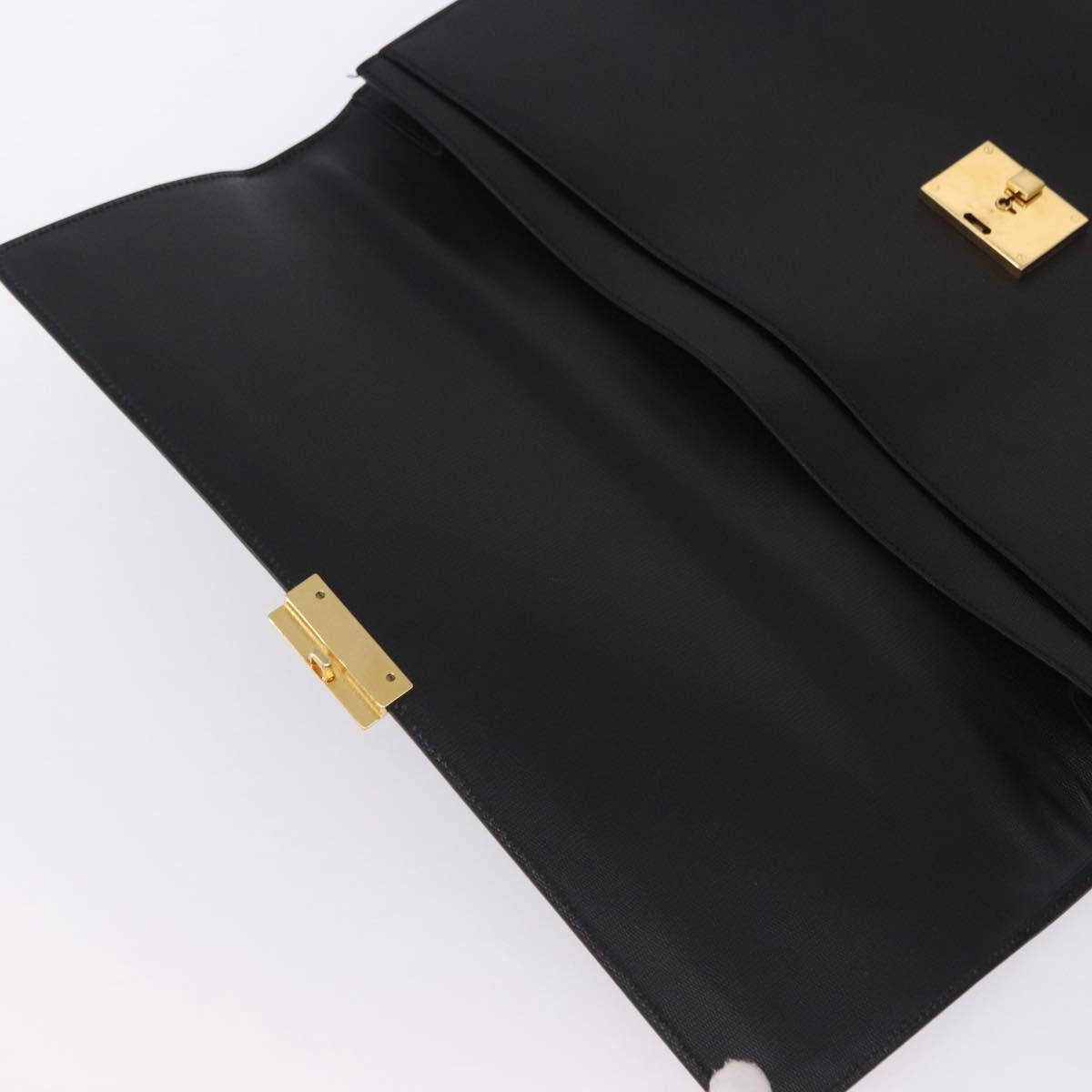 CELINE Business Bag Leather Black Gold Auth bs36942A