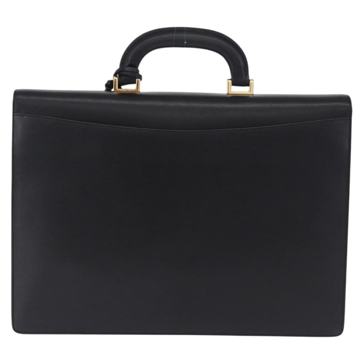 CELINE Business Bag Leather Black Gold Auth bs36942A