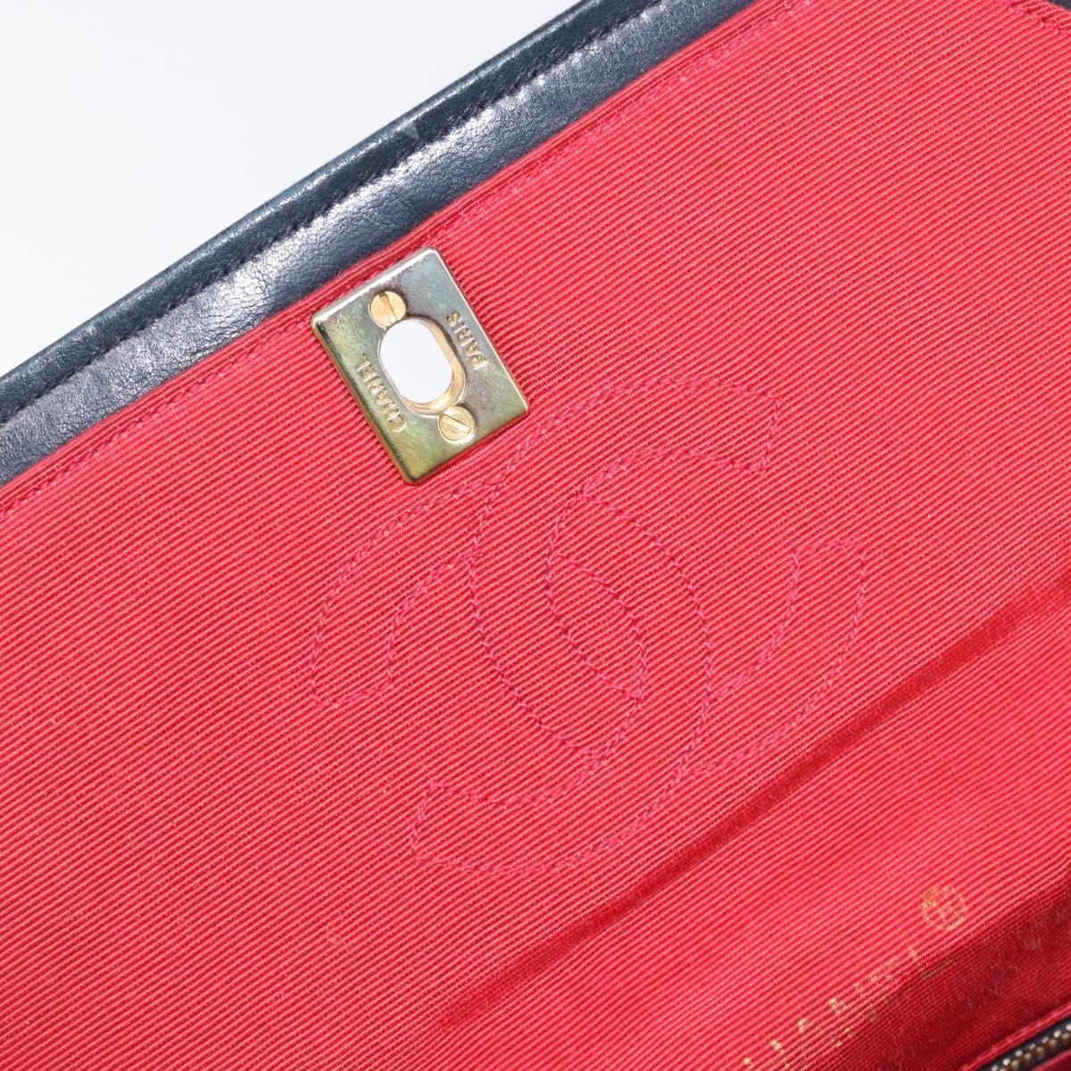CHANEL Chain V Stitch Shoulder Bag Cotton Red Gold CC Auth bs36943A