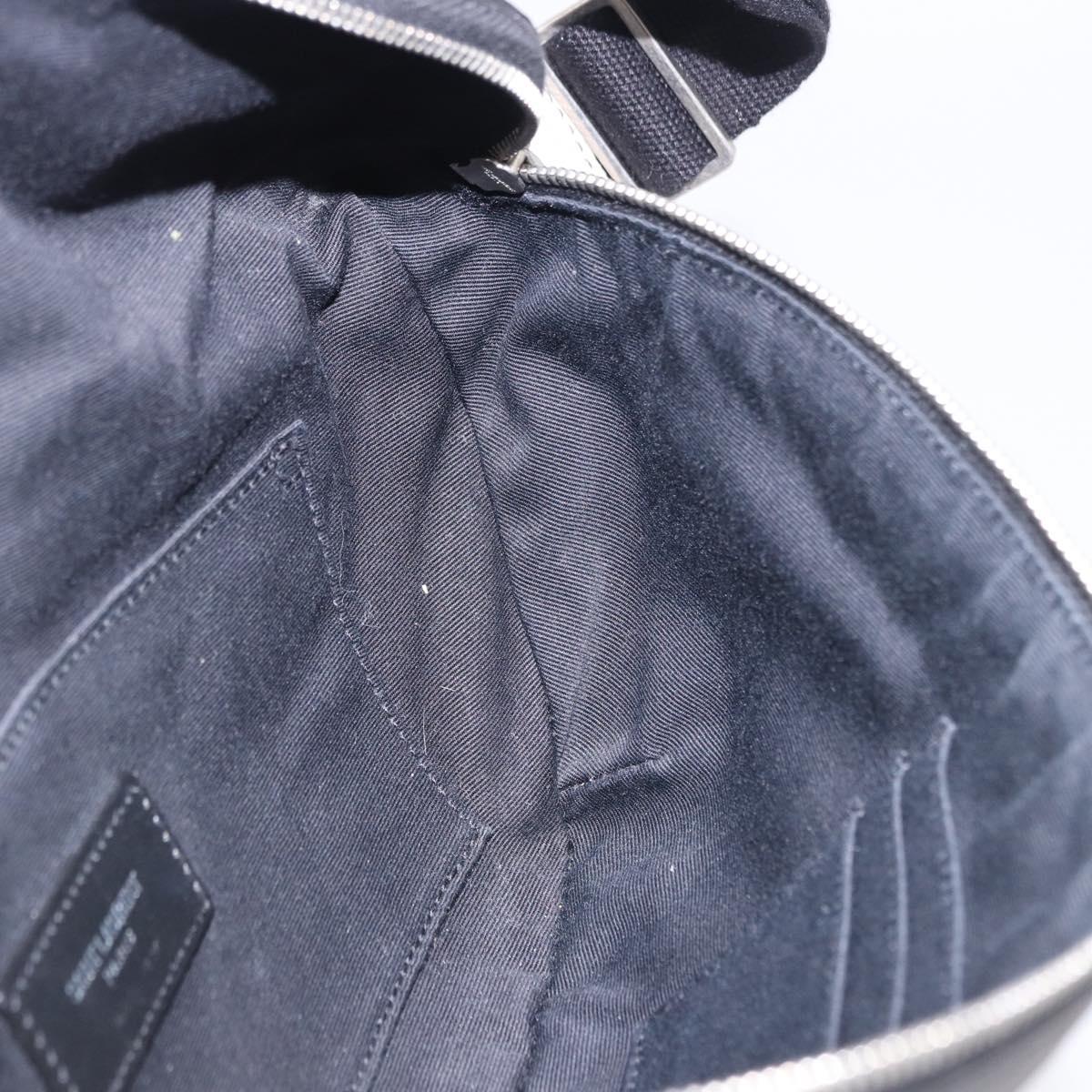 SAINT LAURENT Waist Bag Coated Canvas White Black Auth bs36944
