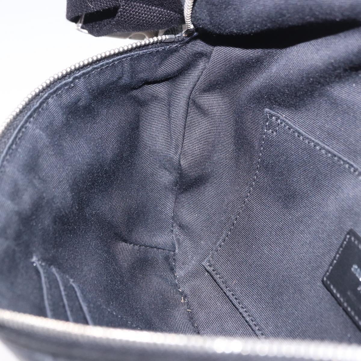 SAINT LAURENT Waist Bag Coated Canvas White Black Auth bs36944