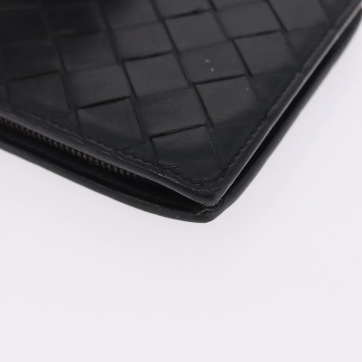 BOTTEGA VENETA INTRECCIATO Bifold Wallet Leather Black Auth bs36945