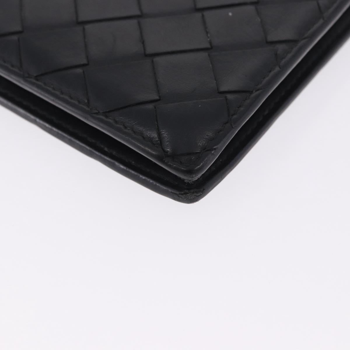 BOTTEGA VENETA INTRECCIATO Bifold Wallet Leather Black Auth bs36945