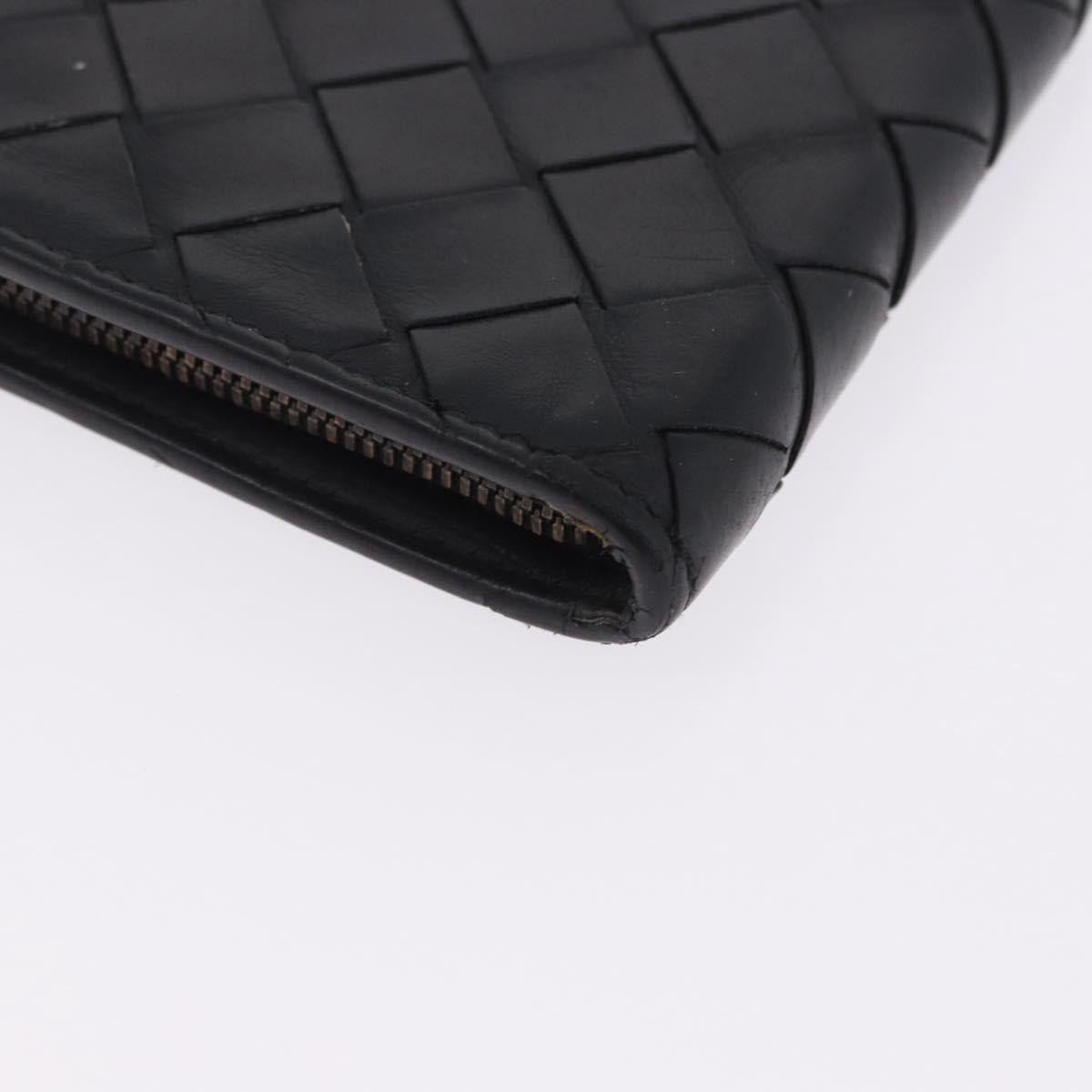 BOTTEGA VENETA INTRECCIATO Bifold Wallet Leather Black Auth bs36945