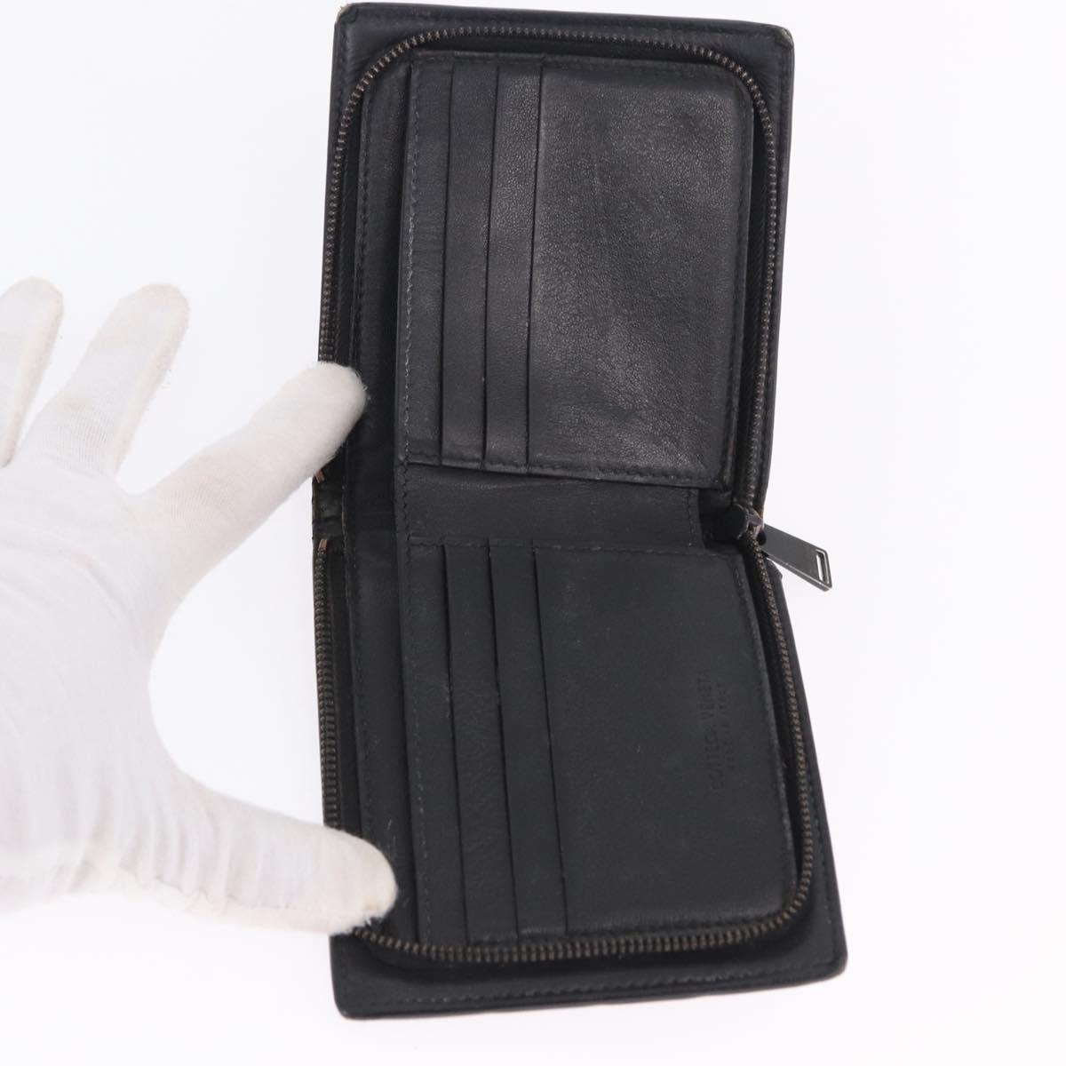 BOTTEGA VENETA INTRECCIATO Bifold Wallet Leather Black Auth bs36945