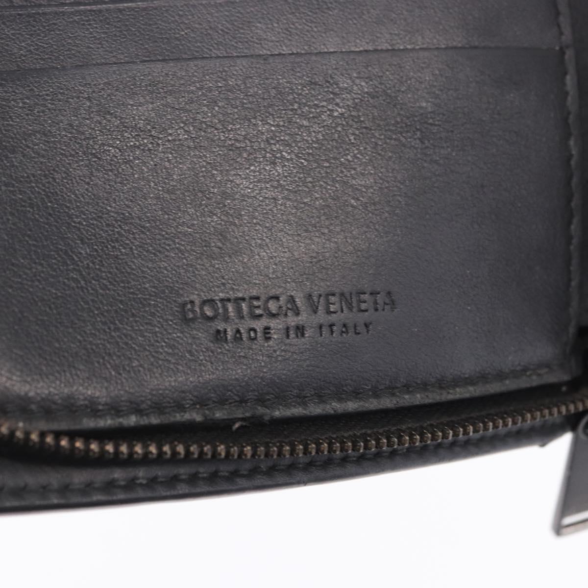 BOTTEGA VENETA INTRECCIATO Bifold Wallet Leather Black Auth bs36945