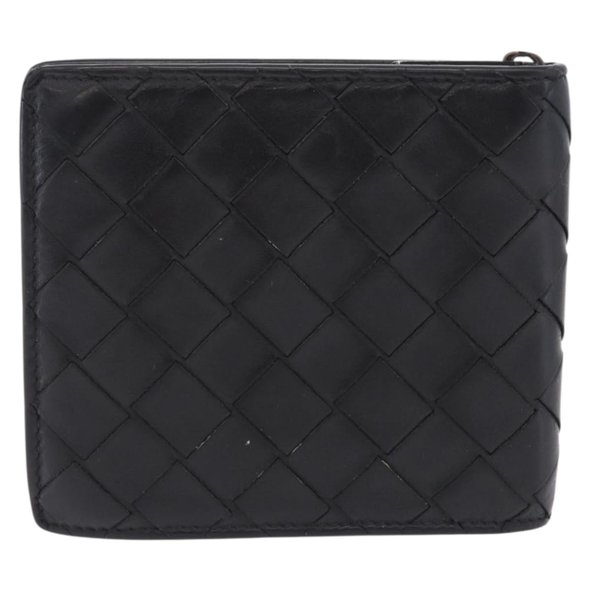 BOTTEGA VENETA INTRECCIATO Bifold Wallet Leather Black Auth bs36945