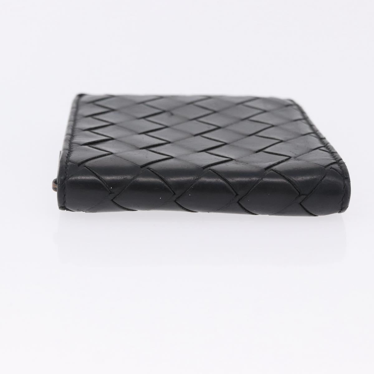 BOTTEGA VENETA INTRECCIATO Bifold Wallet Leather Black Auth bs36945