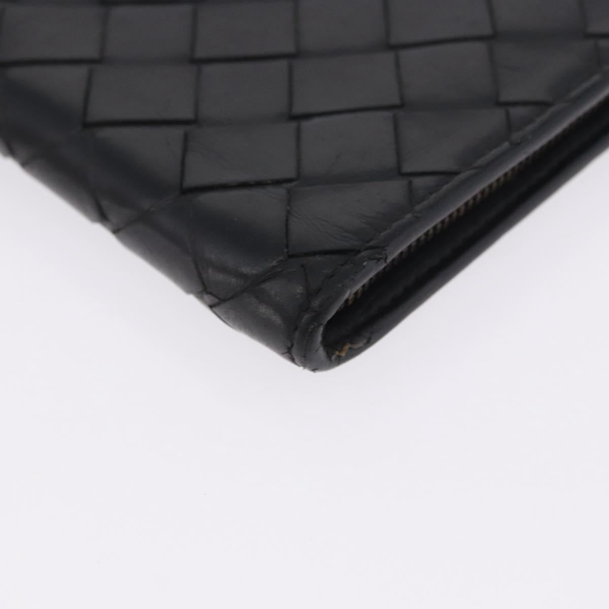 BOTTEGA VENETA INTRECCIATO Bifold Wallet Leather Black Auth bs36945