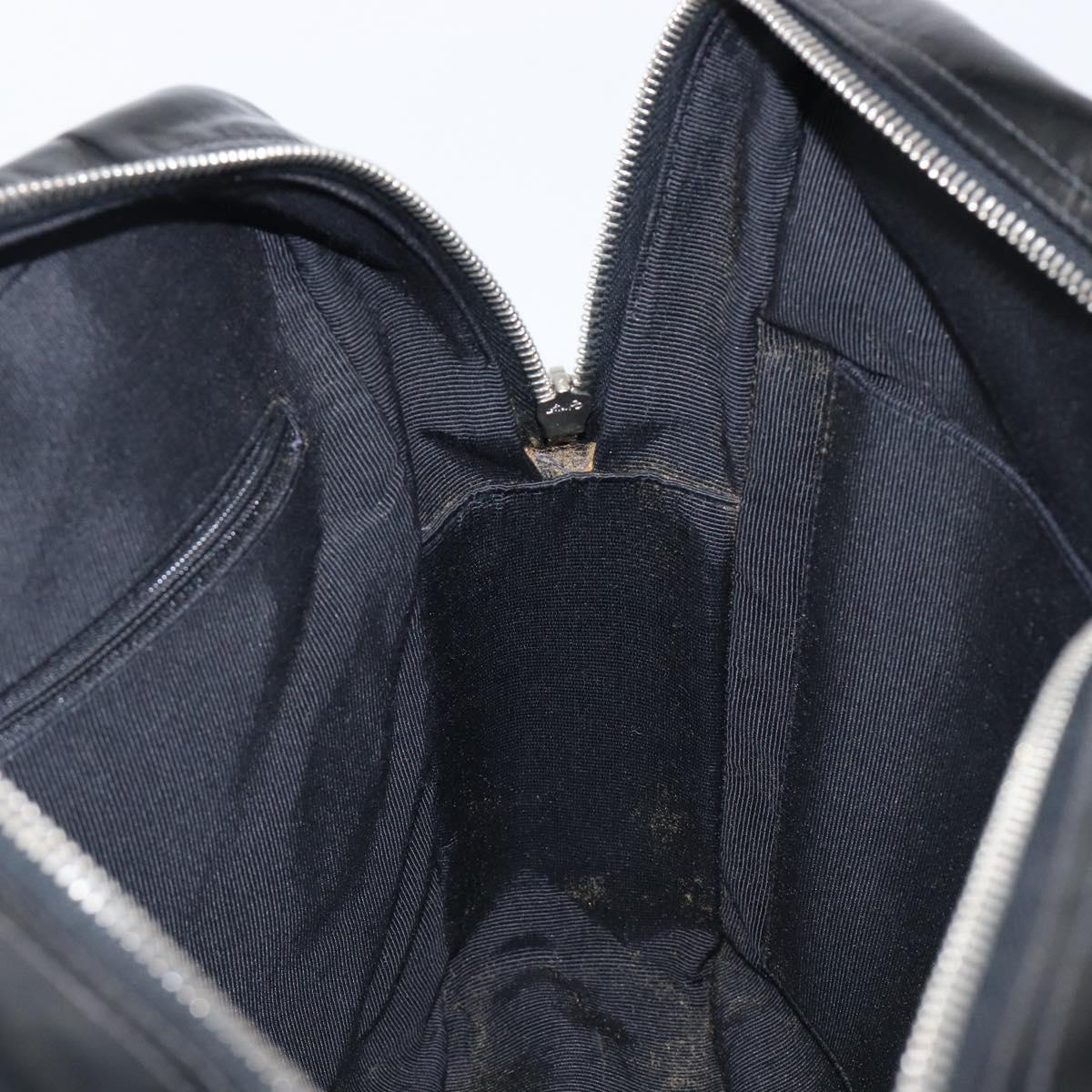 CHANEL Matelasse Shoulder Bag Patent leather Black Silver CC Auth bs36946