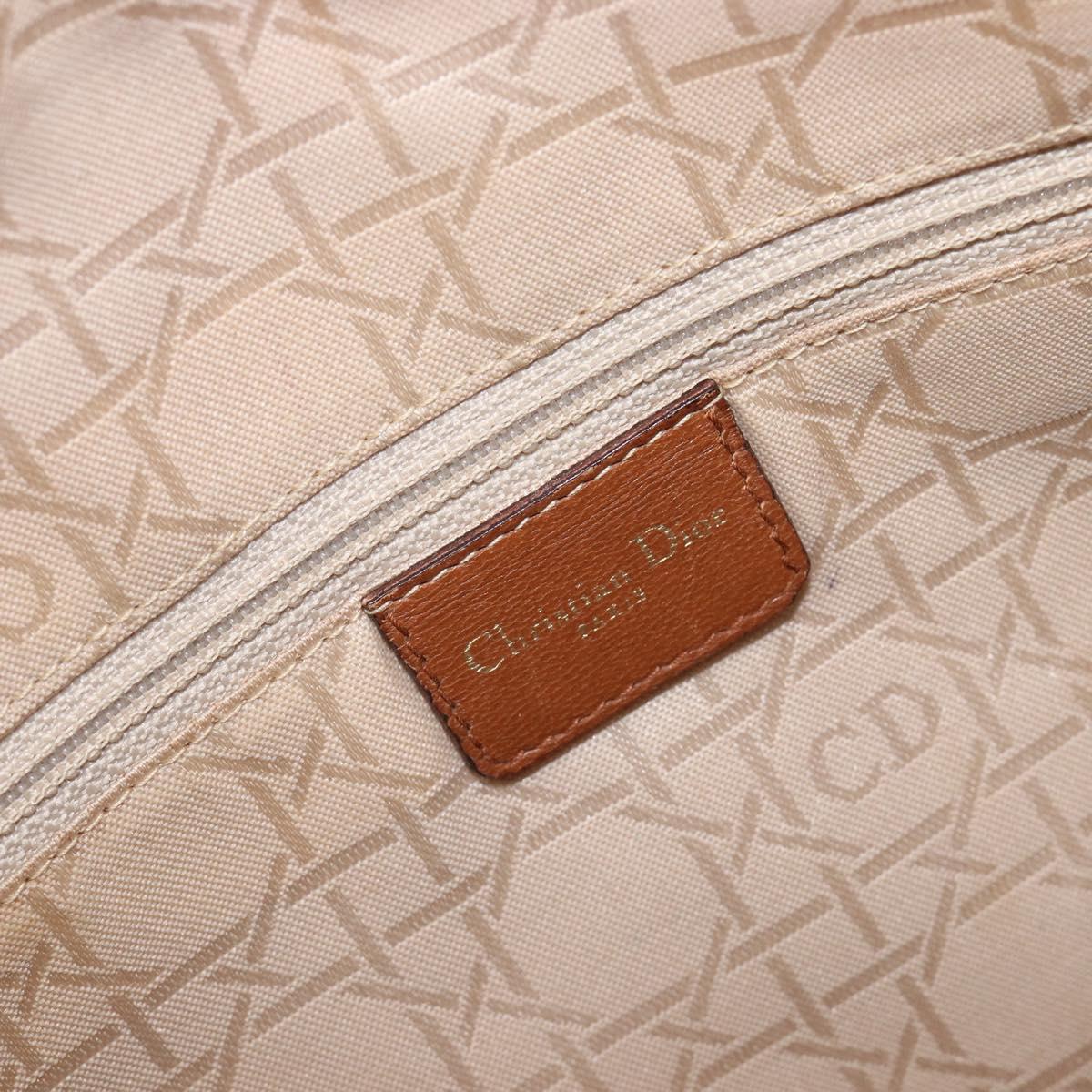Christian Dior Canage Hand Bag Leather Brown Gold Auth bs36947
