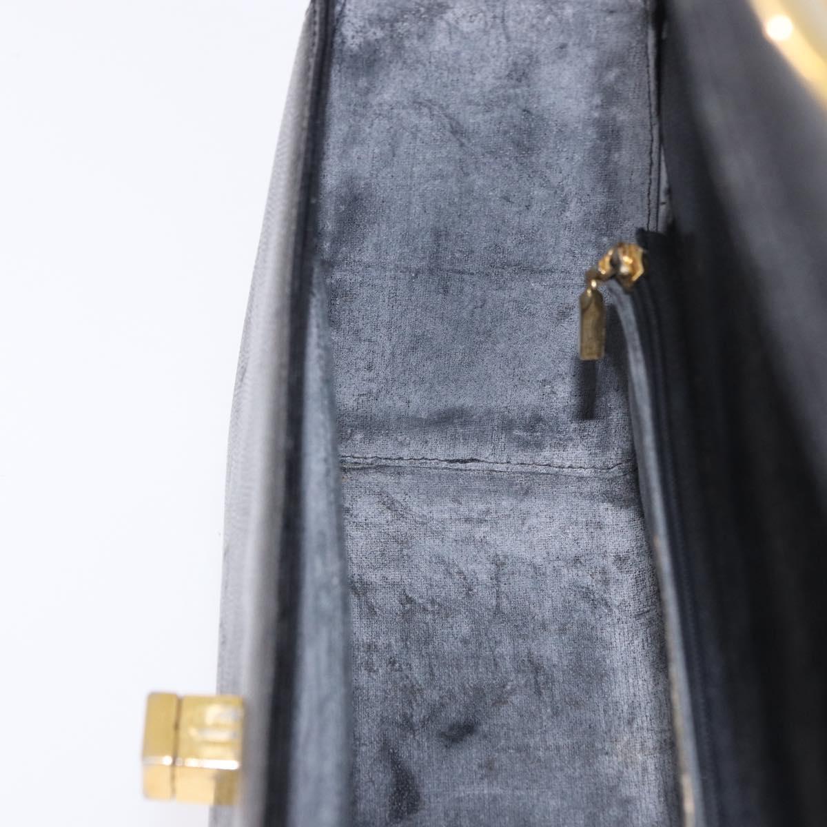 GIVENCHY Hand Bag Leather 2way Black Gold Auth bs36948