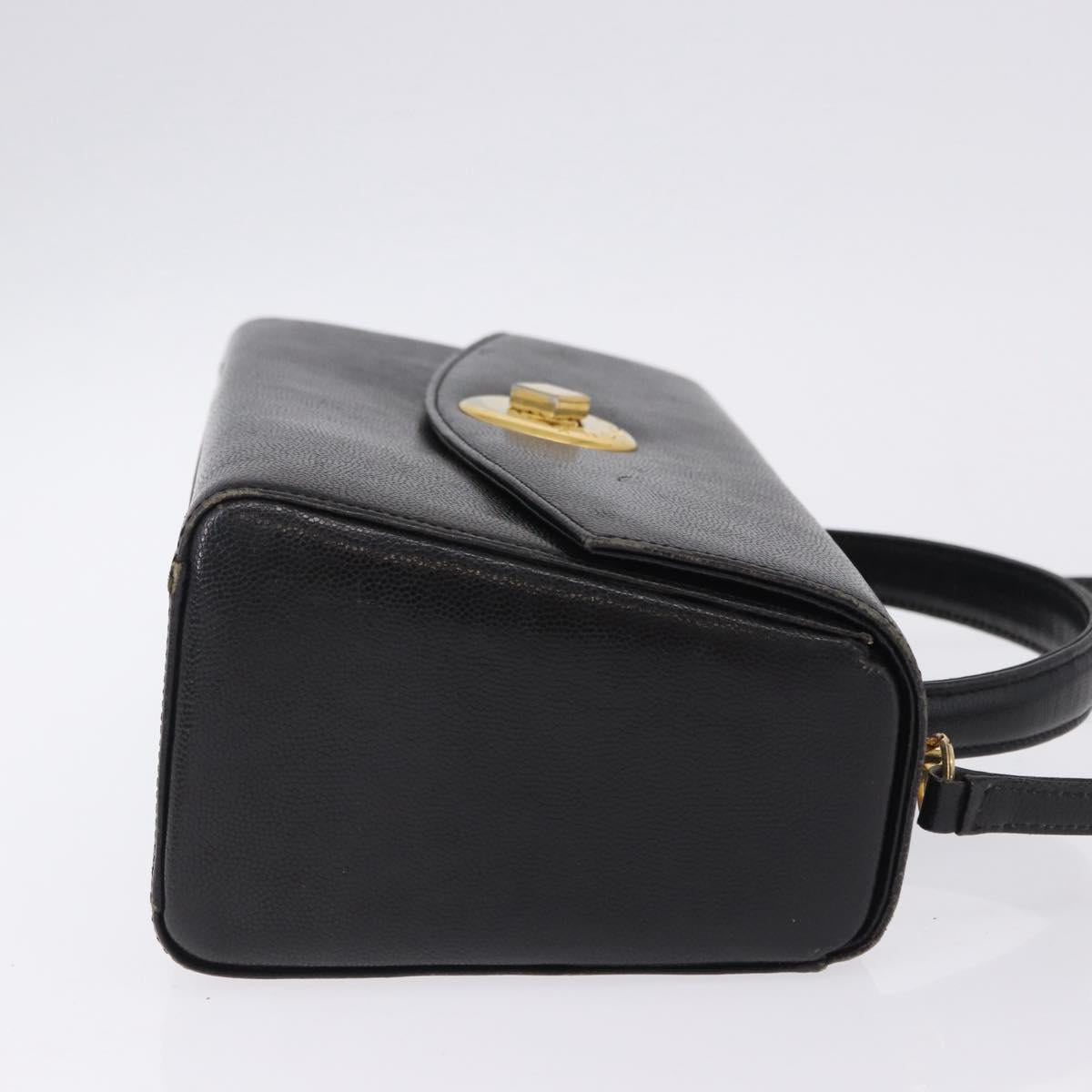 GIVENCHY Hand Bag Leather 2way Black Gold Auth bs36948