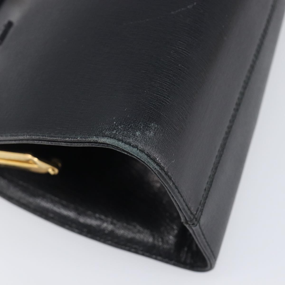 Salvatore Ferragamo Hand Bag Leather Black Gold Auth bs36950
