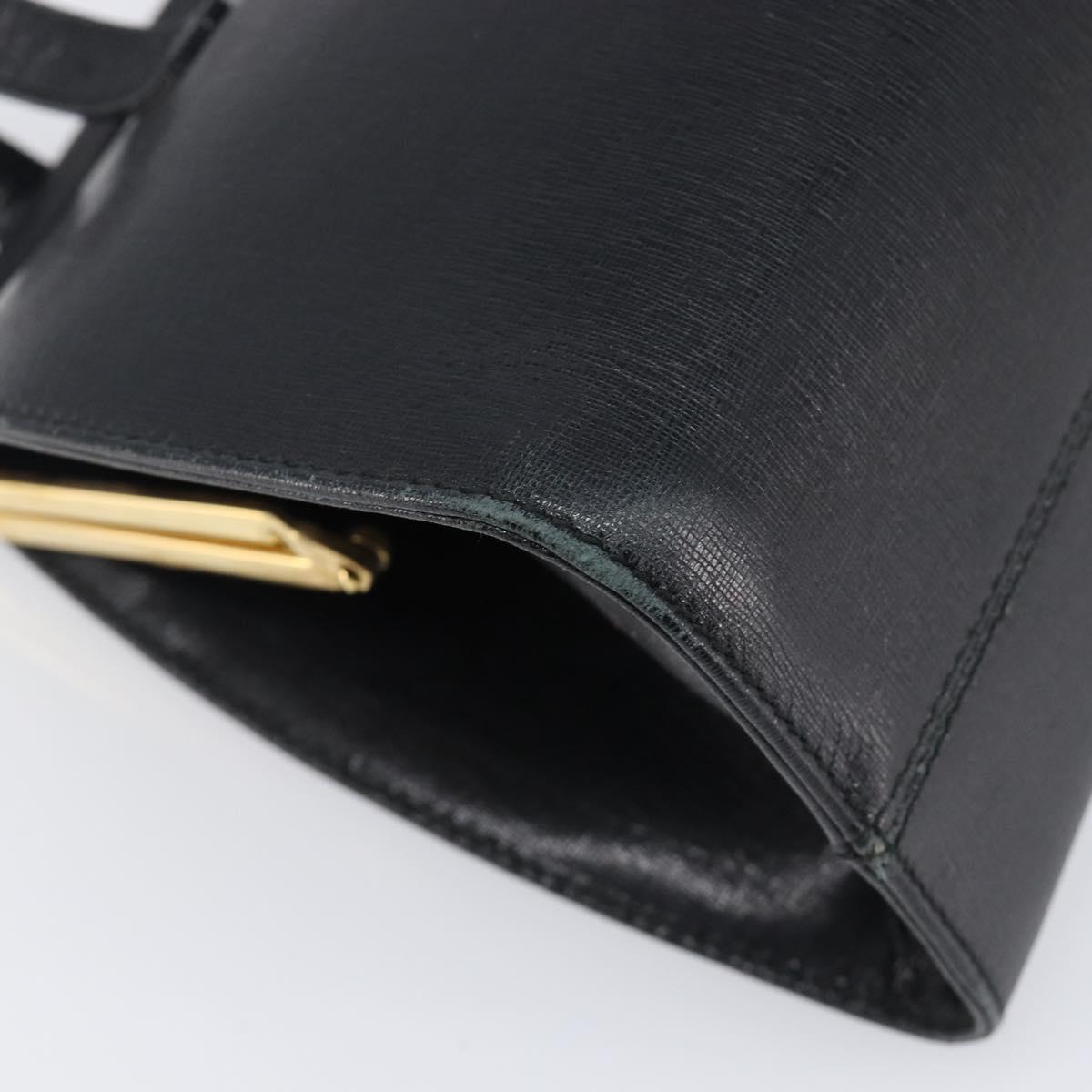 Salvatore Ferragamo Hand Bag Leather Black Gold Auth bs36950