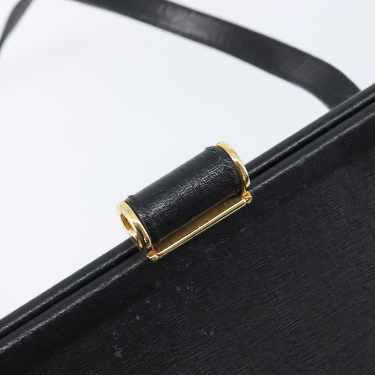 Salvatore Ferragamo Hand Bag Leather Black Gold Auth bs36950