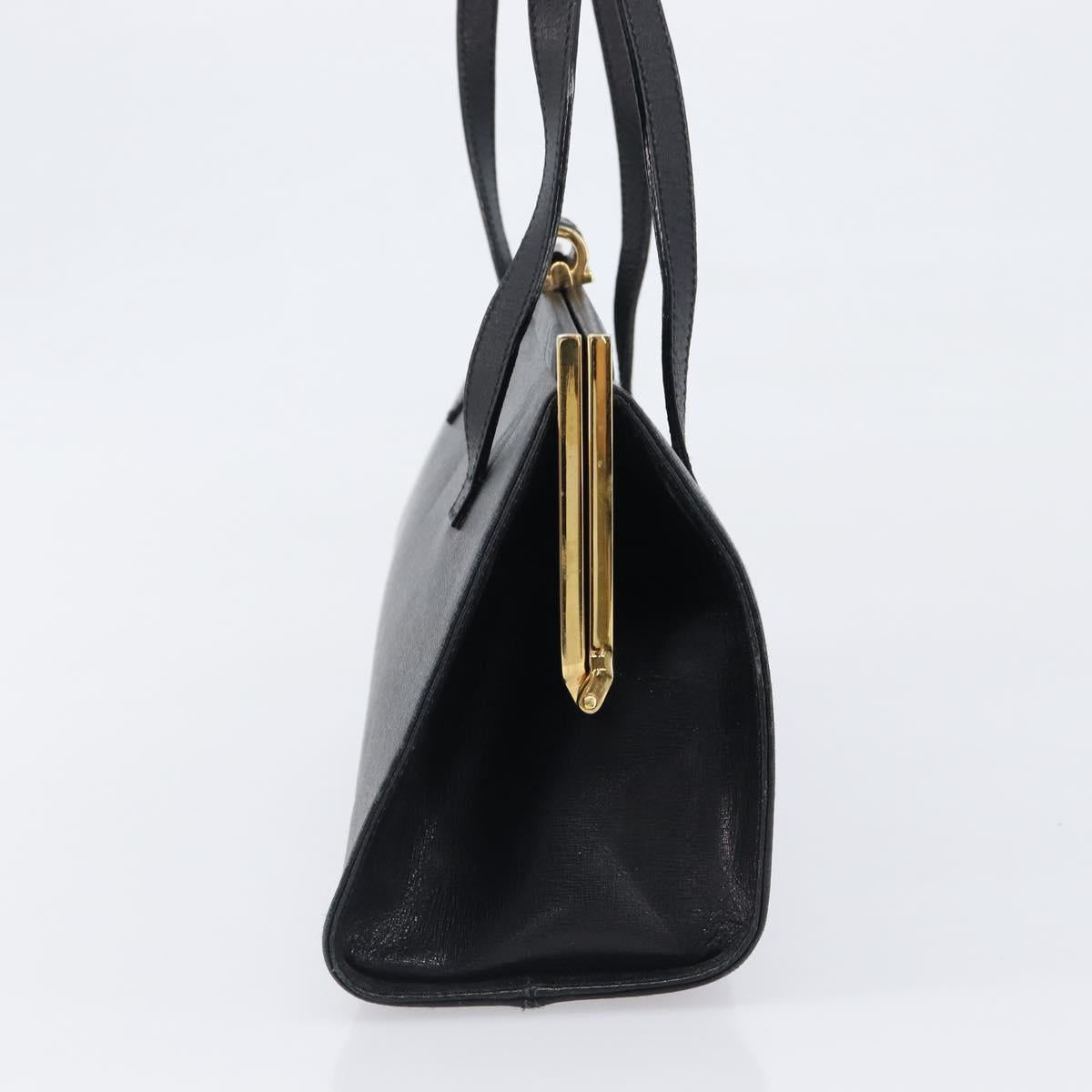 Salvatore Ferragamo Hand Bag Leather Black Gold Auth bs36950