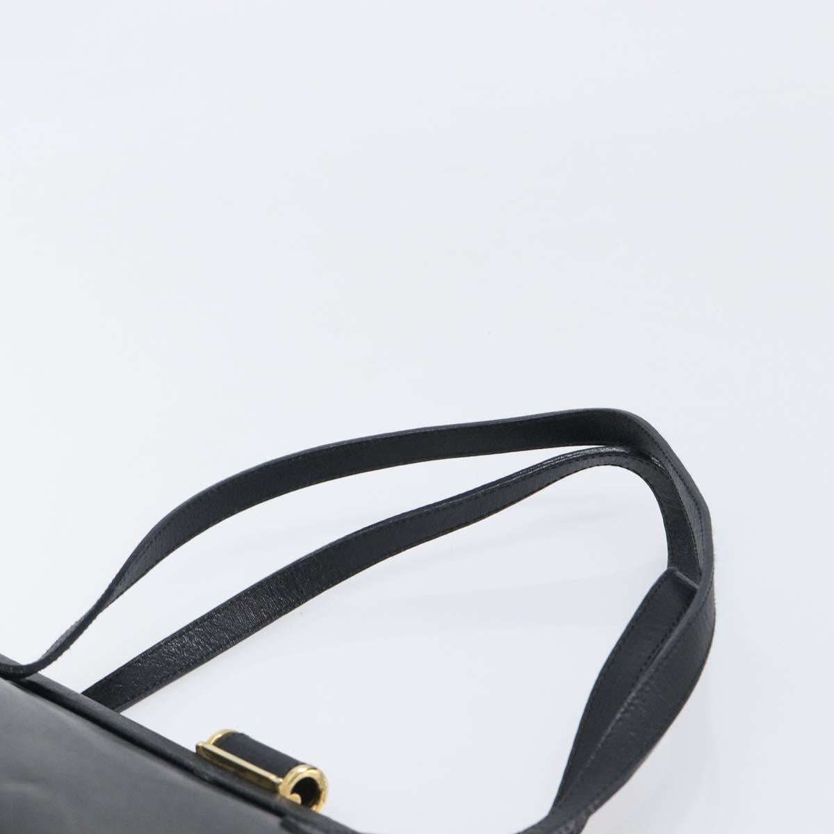 Salvatore Ferragamo Hand Bag Leather Black Gold Auth bs36950
