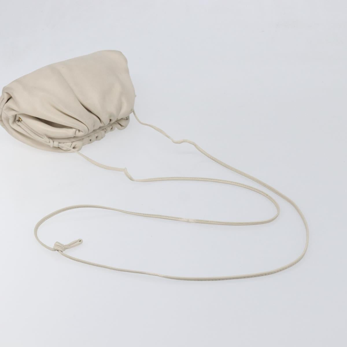 BOTTEGA VENETA Shoulder Bag Leather Ivory Gold Auth bs36951