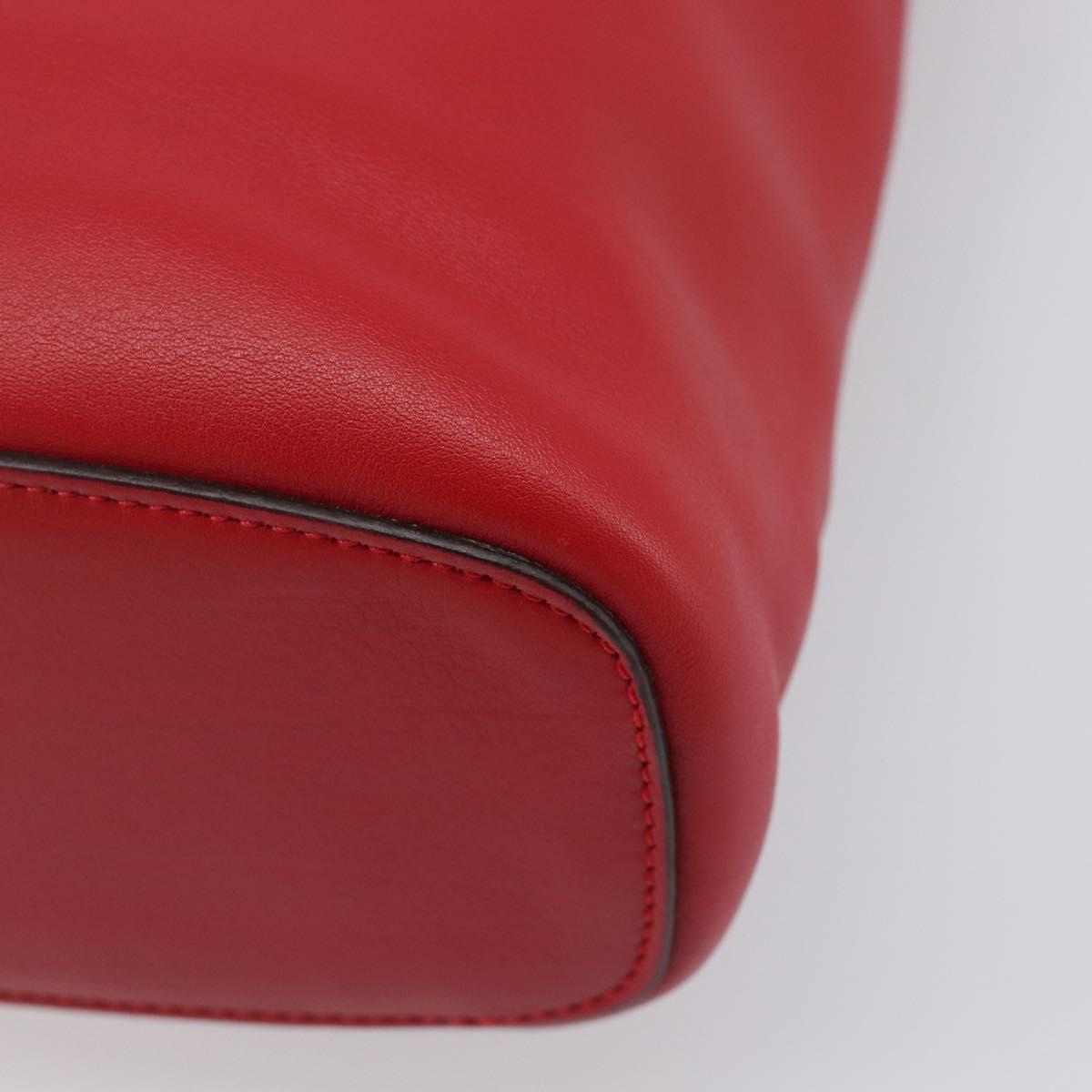 LOEWE Shoulder Bag Leather Red Silver Auth bs36952A