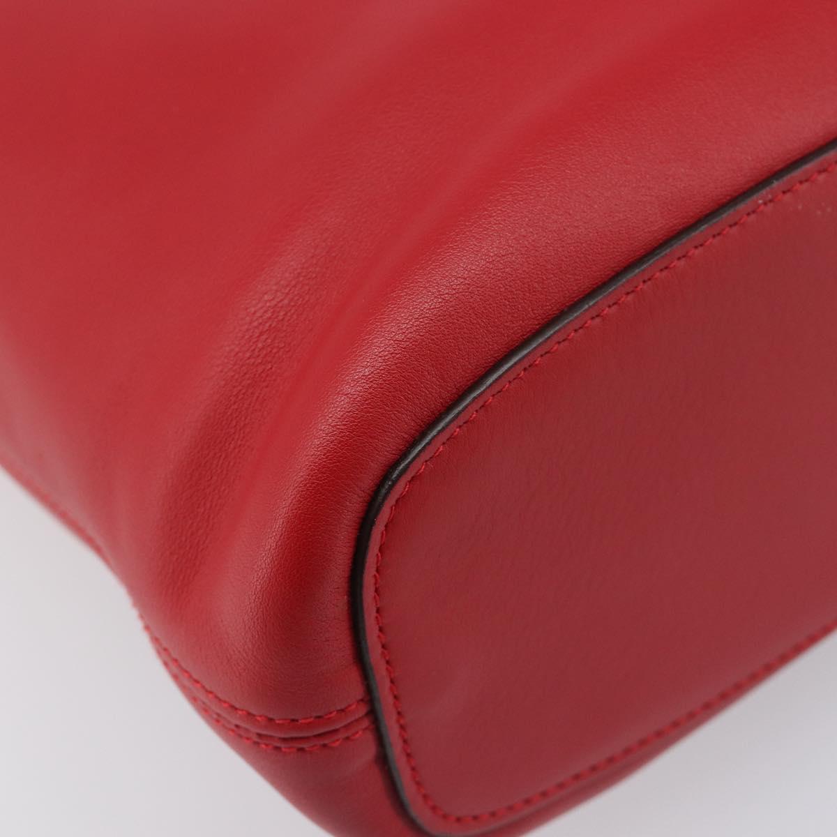 LOEWE Shoulder Bag Leather Red Silver Auth bs36952A