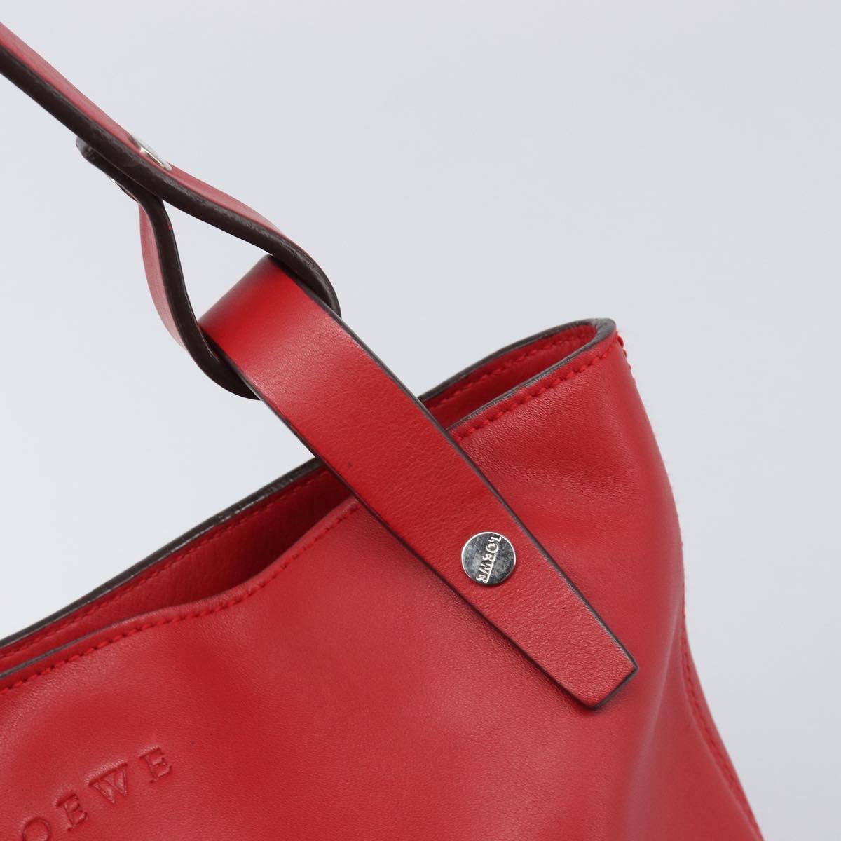 LOEWE Shoulder Bag Leather Red Silver Auth bs36952A