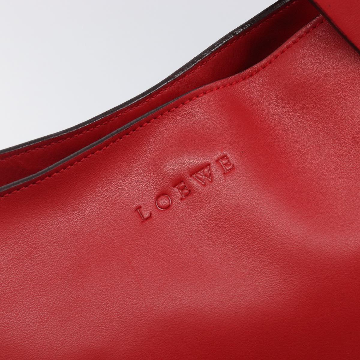 LOEWE Shoulder Bag Leather Red Silver Auth bs36952A