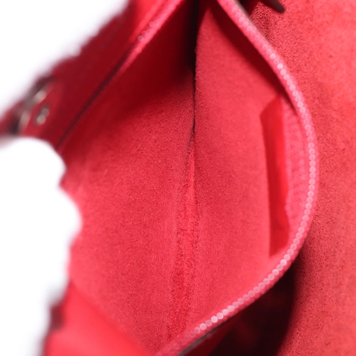 LOEWE Shoulder Bag Leather Red Silver Auth bs36952A