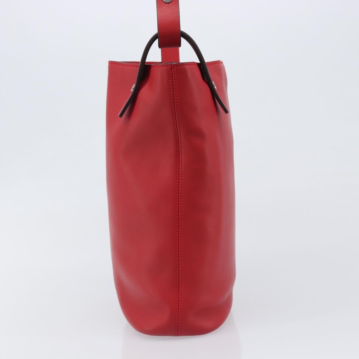 LOEWE Shoulder Bag Leather Red Silver Auth bs36952A