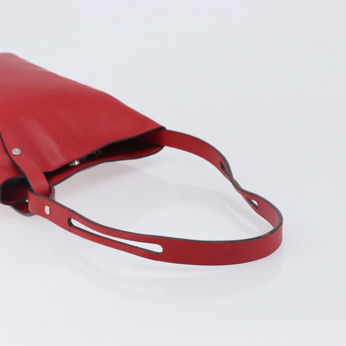 LOEWE Shoulder Bag Leather Red Silver Auth bs36952A
