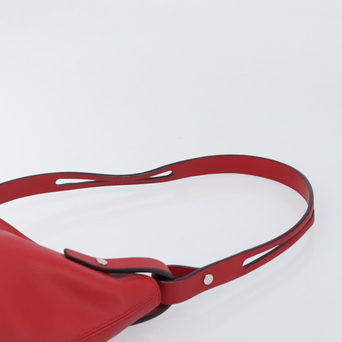 LOEWE Shoulder Bag Leather Red Silver Auth bs36952A