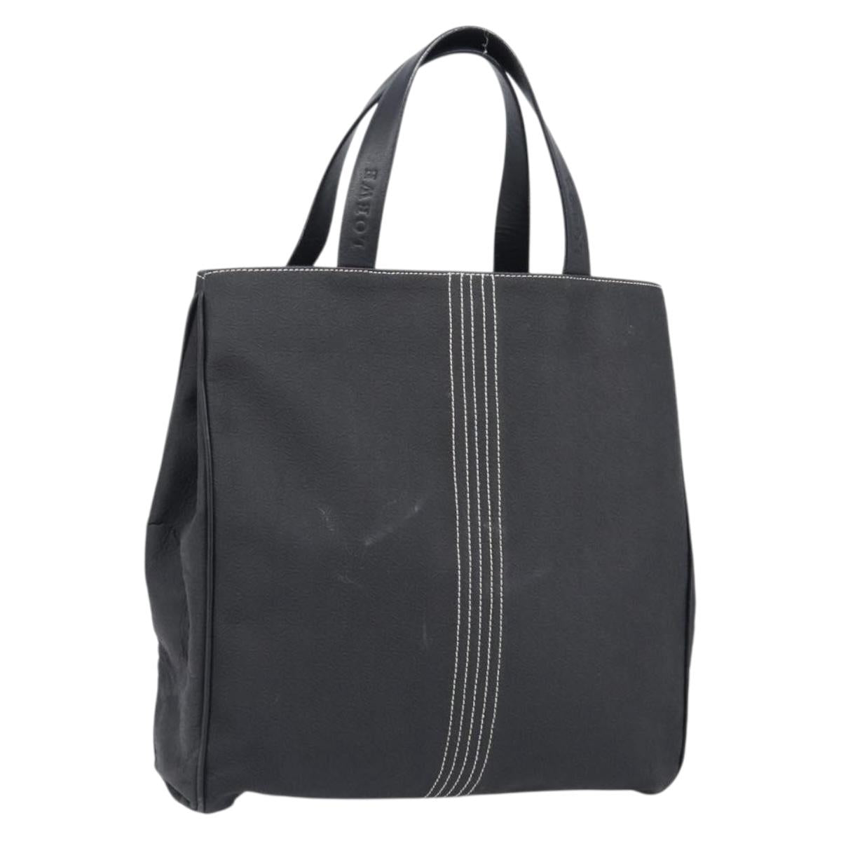 LOEWE Tote Bag Canvas PVC Black Silver Auth bs36953