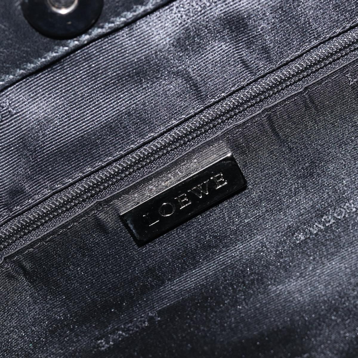 LOEWE Tote Bag Canvas PVC Black Silver Auth bs36953