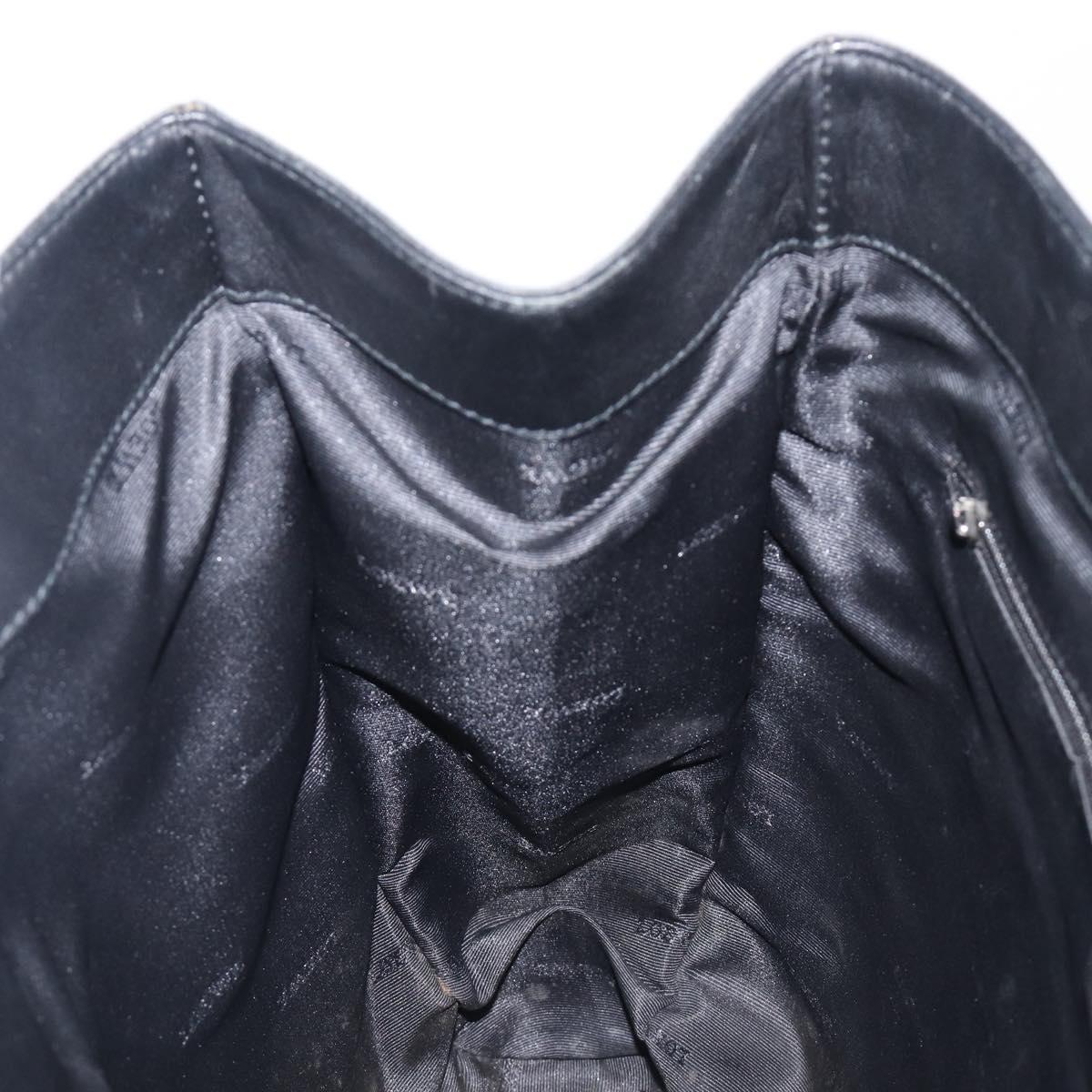 LOEWE Tote Bag Canvas PVC Black Silver Auth bs36953