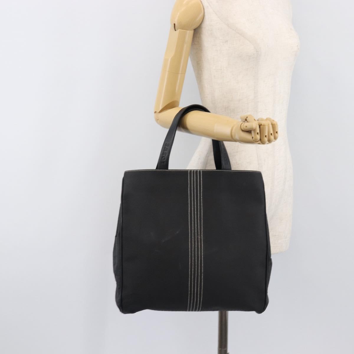 LOEWE Tote Bag Canvas PVC Black Silver Auth bs36953