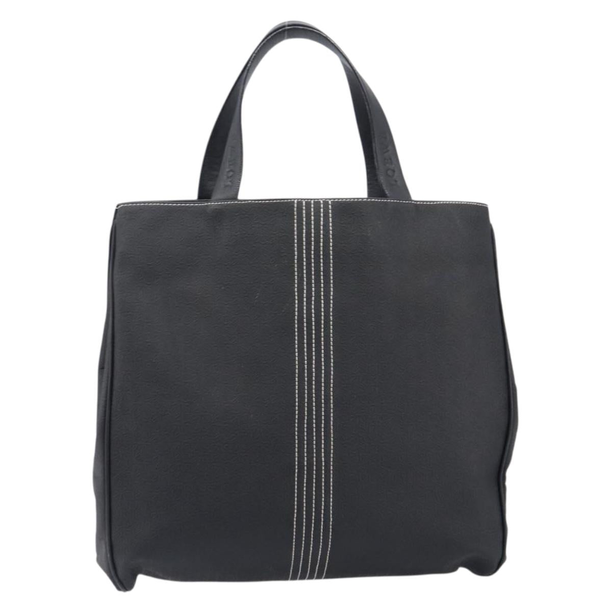 LOEWE Tote Bag Canvas PVC Black Silver Auth bs36953