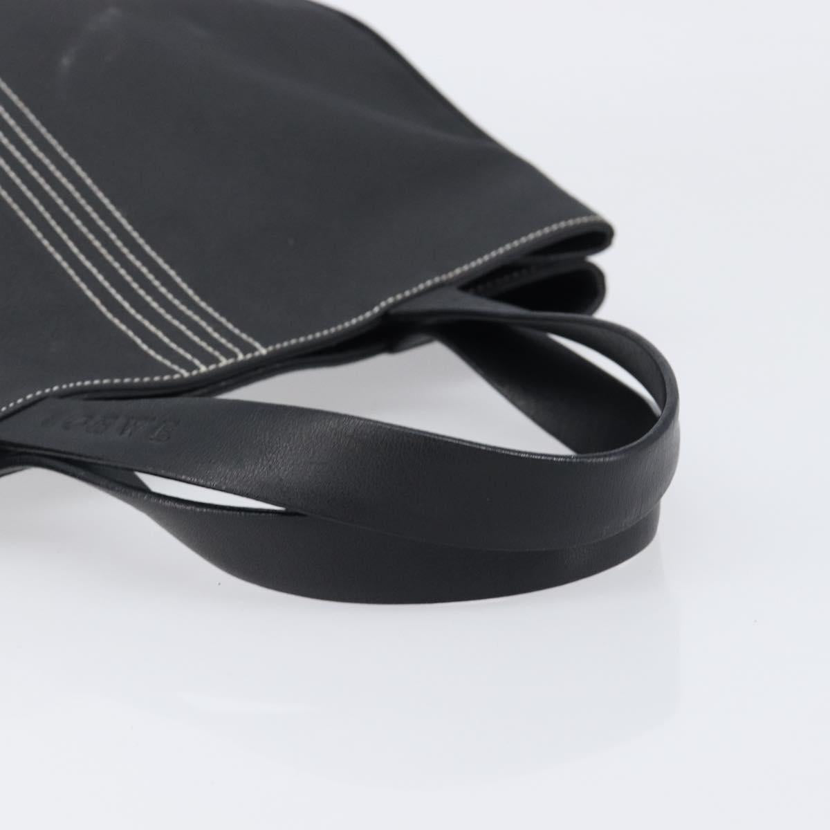 LOEWE Tote Bag Canvas PVC Black Silver Auth bs36953