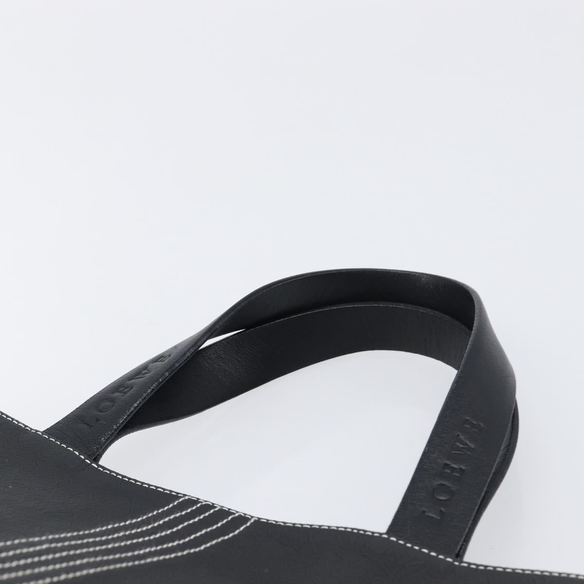 LOEWE Tote Bag Canvas PVC Black Silver Auth bs36953